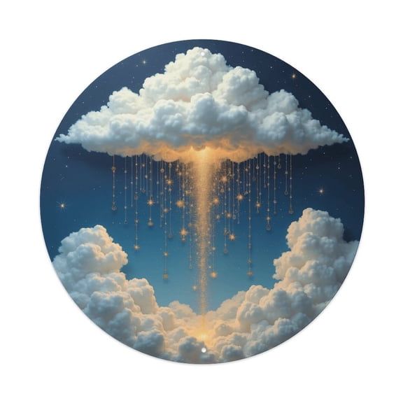 Vintage Wall Decor Cloud Sky Stars Wall Plaque Sign Round Metal Tin Sign Round Welcome Door Hanging, Suitable for Home Garden Kitchen Bar Cafe Restaurant Garage Wall Decor 8x8 Inch