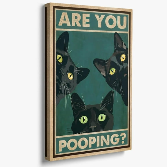 Vintage Wall Decor Cute Cat Room Decor Funny Home Decor Bath Wall Art Bathroom Wall Decor Cat Print Canvas Bathroom Decor Funny Bathroom Poster Cat Decoration Cat Gifts for Cat Lovers