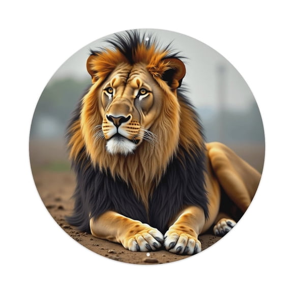 Vintage Wall Decor Lion Wall Plaque Sign Round Metal Tin Sign Round Welcome Door Hanging, Suitable for Home Garden Kitchen Bar Cafe Restaurant Garage Wall Decor 8x8 Inch