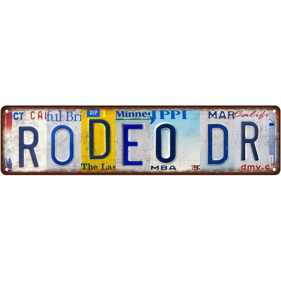 Vintage Wall Decor rodeo dr Street Sign Metal Tin Signs for Bar Home Man Cave Cafe 16 x 4 Inches