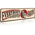 thumbnail image 1 of Vintage Wall Decor with Funny Quote, Everybody Deserves Another Shot Tin Sign, Nostalgic Unique Metal Wall Decor, Funny Bar Signs 4" by 16", 1 of 5