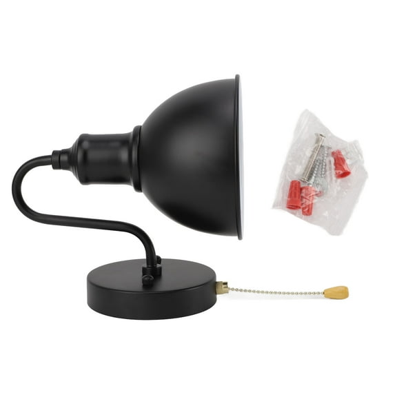 Vintage Wall Lamp Black Pull Chain E26 Hardwired Iron Classic Industrial Wall Sconce For Home Bedroom