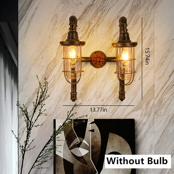 Vintage Wall Light 2-Light Wall Sconce Lamp W/Glass Shade Light Home/ Cafe Decor