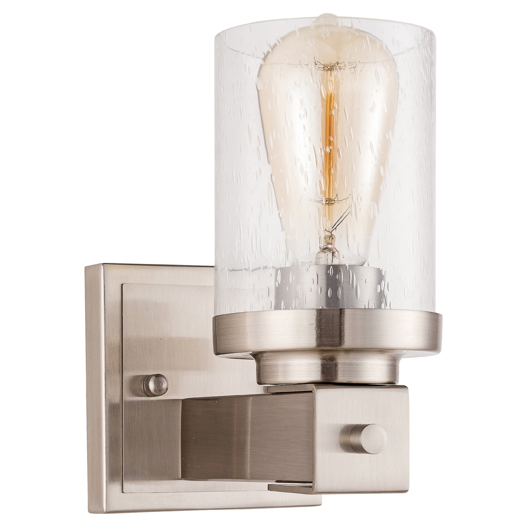 Sand Nickel Cylinder Wall Sconce with Bubble Glass Shade