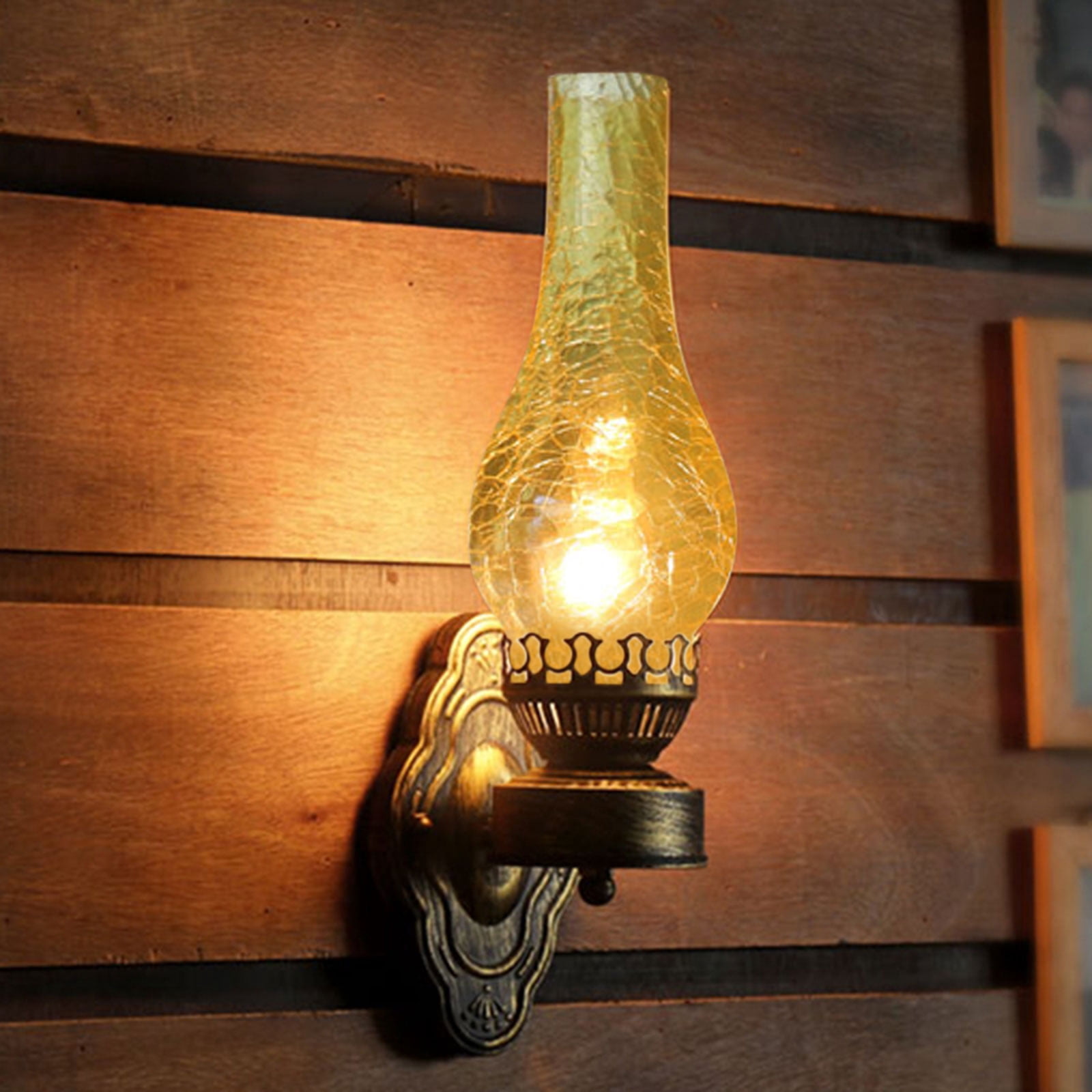 Vintage Wall Light Retro Wall Sconce Light Antique Lamp Vintage Rustic Lantern Fixture Semi-translucent Lampshade Fit for Indoor and Outdoor Use