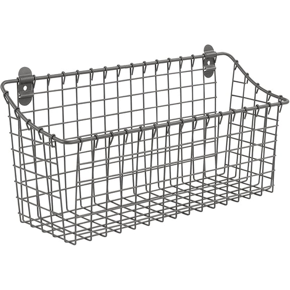 Vintage Wall Mount Storage Basket, Large, Bronze