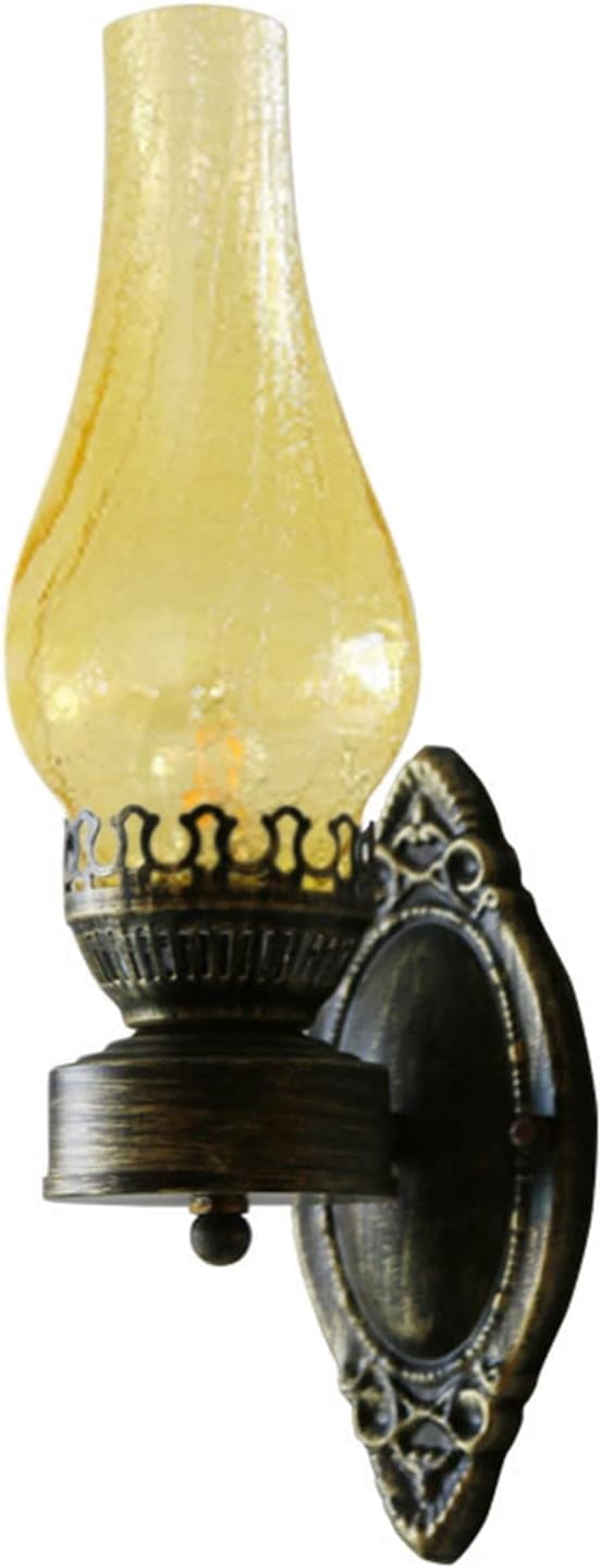 Vintage Wall Sconce, Industrial Wall Light with Handcrafted Frosted Glass Petal Shade, Rustic Decorative Wall Lighting Fixture for Outdoor Indoor Garage Doorway, 16.53inch Height