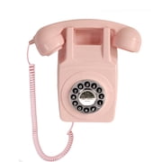 Vintage Wall Telephone, Corded Landline Wall Phone for Home, Retro Wall-Mounted Trimline Telephone, 1960s Single Line Old Fashioned Antique Analog Phones with Loud Ringer for Seniors Pink