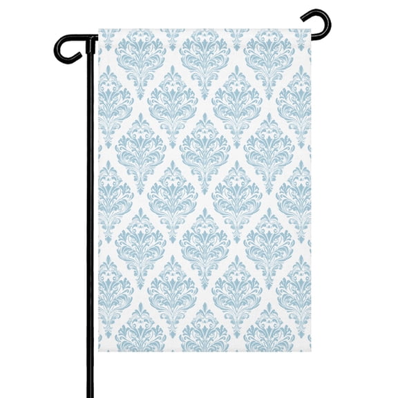 Vintage Wallpaper Garden Flag 12x18 Inch Medieval Blue Turkish Pattern Double Sided Small Decorative Garden Flags for Outside, Outdoor Yard Porch Lawn Decoration