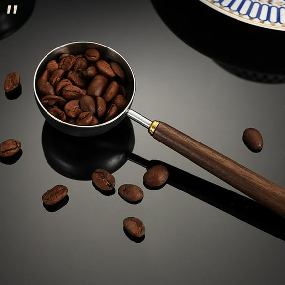 Vintage Walnut Handle Coffee Measuring Spoon, Stainless Steel, Multifunctional Kitchen Baking Tool for Milk , Spices, Compact, 12.3cm, Silver