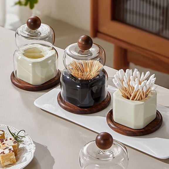 Vintage Walnut Wood Toothpick Holder, Classic Toothpick Box for Kitchen Dining Table Decor