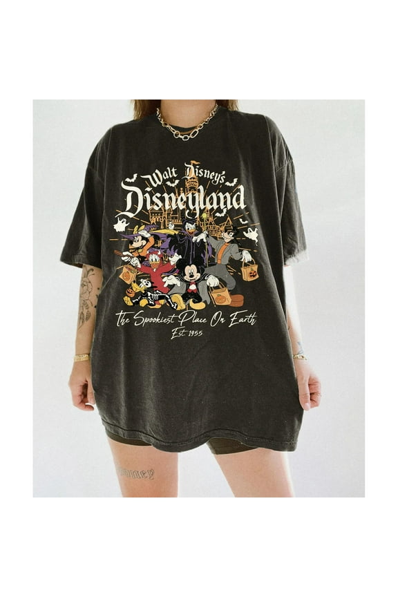 Vintage Walt Disney'S Disneyland Halloween Shirt, Disneyland Halloween Shirt, Mickey And Friends Hal, Unisex Tshirt New|Funny Birthday Cotton Tee Vintage Gift For Men Women