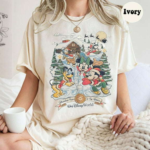 Vintage Walt Disney World Christmas Shirt, Mickey Minnie Very Merry Christmas Party 2024 Shirt, Santa Christmas Shirt