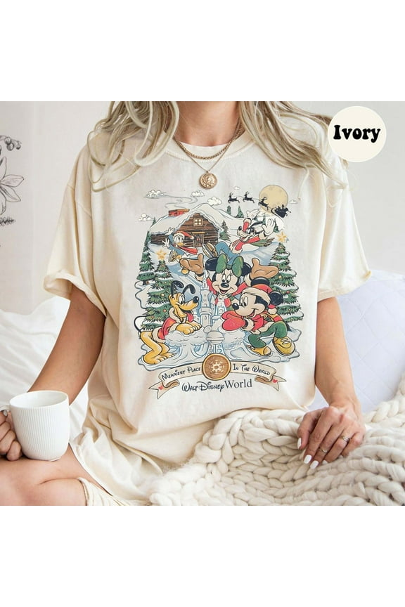 Vintage Walt Disney World Christmas Shirt, Mickey Minnie Very Merry Christmas Party 2024 Shirt, Santa Christmas Shirt