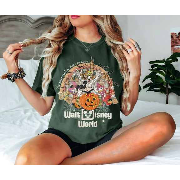 Vintage Walt Disney World Halloween T-Shirt For Men Women, Mickey And Friend Halloween Shirt, Disneyworld Halloween Shirt, Disney Family Halloween Trip Tee