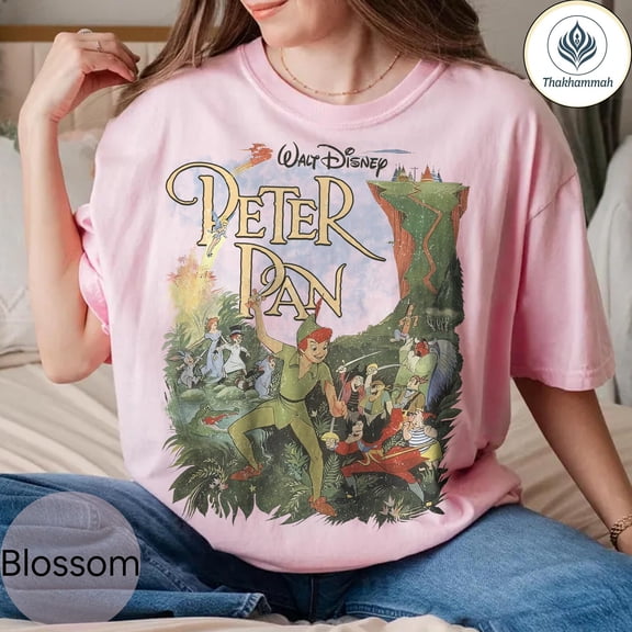 Vintage Walt Peter Pan T-Shirt, Comfort Colors Disney Shirt, Disneyland Family Trip 2025 Tee,Blossom color,size 2XL