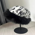 thumbnail image 1 of Vintage Warm Women Mongolian Hat Leopard Print Fluffy Fur Fisherman Hats Ladies Winter Plush Warmer Basin Cap, 1 of 9