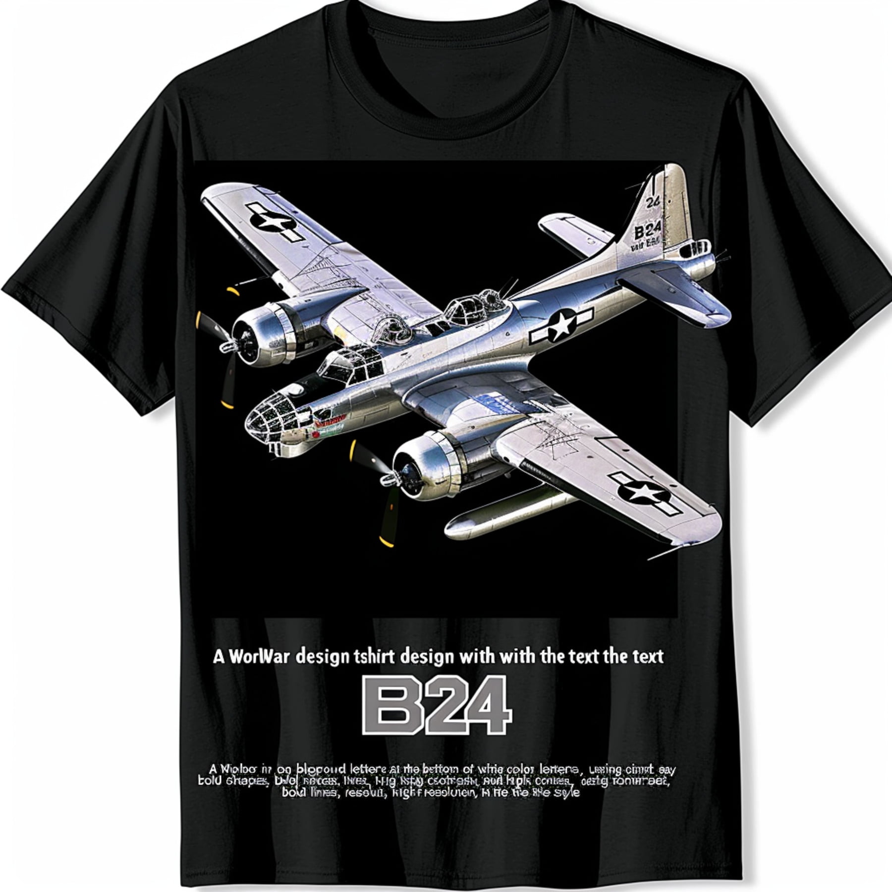Vintage Warplane TShirt B25 Bomber in Flight Design B25 Mitchell Text