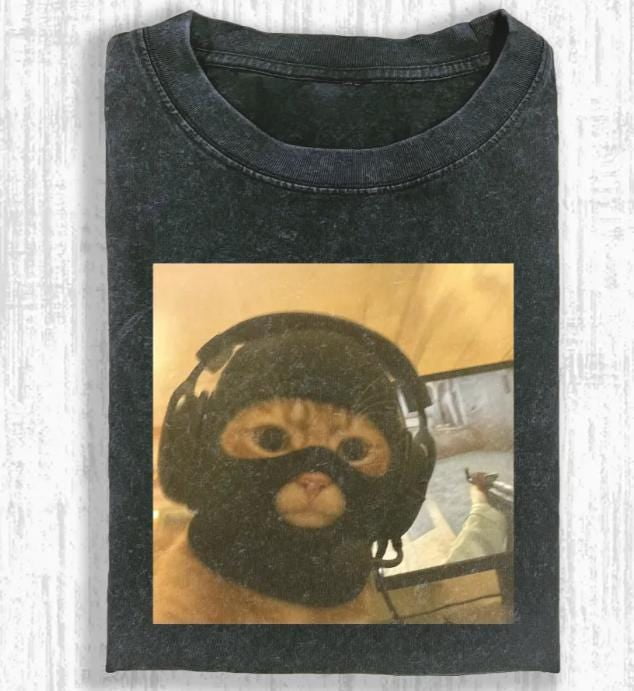 Vintage Wash Funny Gamer Cat Meme T-Shirt, CSGO Cat Shirt, Tactical ...