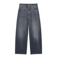 thumbnail image 1 of Vintage Wash Straight Loose Fit Trousers Mid Rise Non-Stretch Denim Pants, 1 of 9