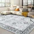 thumbnail image 1 of Vintage Washable Rugs 8 x 10 Rug for Living Room Soft Bedroom Rug Boho Large Area Rug Non Slip Throw Rugs Non Shedding Stain Resistant Carpet for Nursery Dining Room 8'x10' Grey, 1 of 8