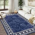 thumbnail image 1 of Vintage Washable Rugs 8x10 Rug for Living Room Soft Bedroom Rug Farmhouse Bordered Large Area Rug Non Slip Throw Rugs Non Shedding Stain Resistant Carpet for Nursery Dining Room 8'x10' Navy, 1 of 8
