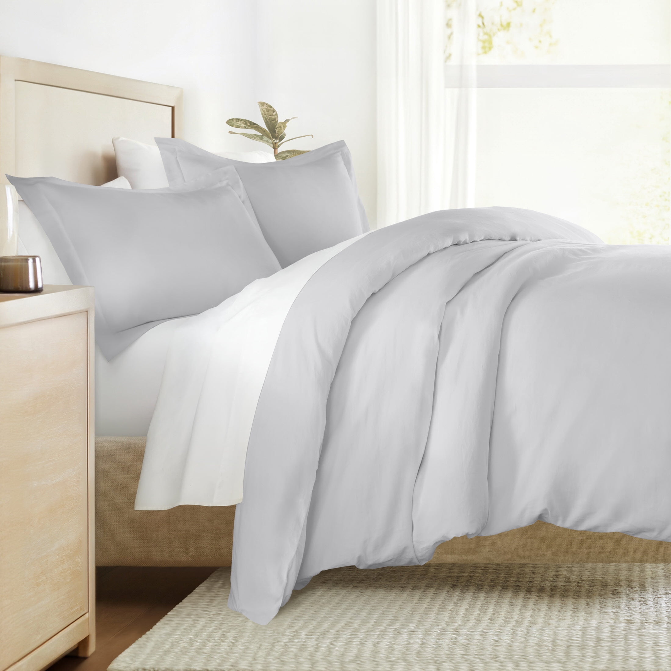 Vintage-Washed Sateen Cotton Duvet Cover Set & Comforter Bedding Bundle - Ultra-Soft and Plush, All-Season Comfort by Comfort Canopy