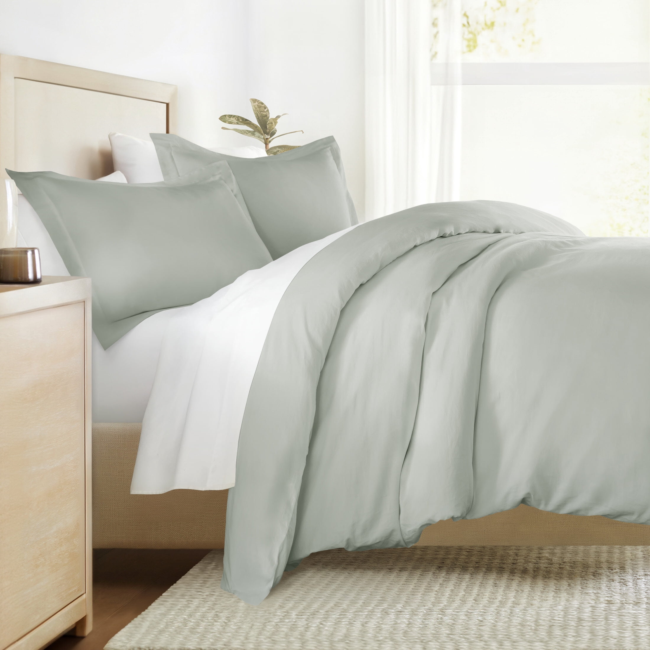 Vintage-Washed Sateen Cotton Duvet Cover Set & Comforter Bedding Bundle - Ultra-Soft and Plush, All-Season Comfort by Comfort Canopy