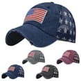 thumbnail image 1 of Vintage Washed American Flag Patch Trucker Hat, Star Print Mesh Back Baseball Cap, Distressed Curved Brim Adjustable Outdoor Sports Dad Hat for Men Women 4th of July Daily Wear, 1 of 5
