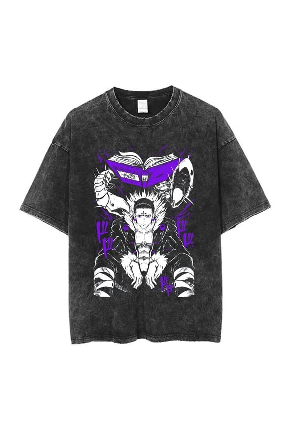 Vintage Washed Anime Hunter X Hunter T Shirt Kite Phantom Troupe Hisoka Chrollo Short Sleeve T-shirt Men Women Harajuku T-shirts