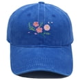 thumbnail image 1 of Vintage Washed Baseball Cap, Hand Embroidered Flower Design Trucker Style Hat, Adjustable Sun Hat for Women Men, Casual Outdoor Unisex Cap for Daily Wear - Blue, 1 of 4