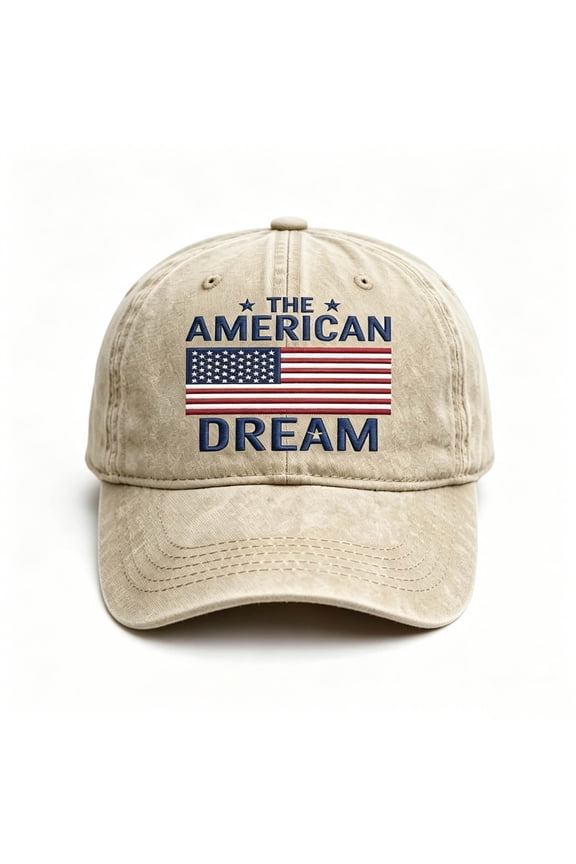 Vintage Washed Baseball Cap USA Flag Patriotic Hat Dream Embroidered Adjustable Dad Hat Unisex Outdoor Sun Hat for 4th of July Casual Wear Travel Sports Gift