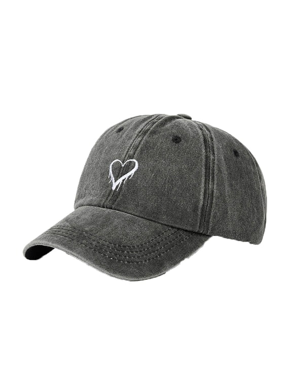 Vintage Washed Baseball Cap Women Adjustable Distressed Twill Cotton Soft Ladies Hat Cute C-Black