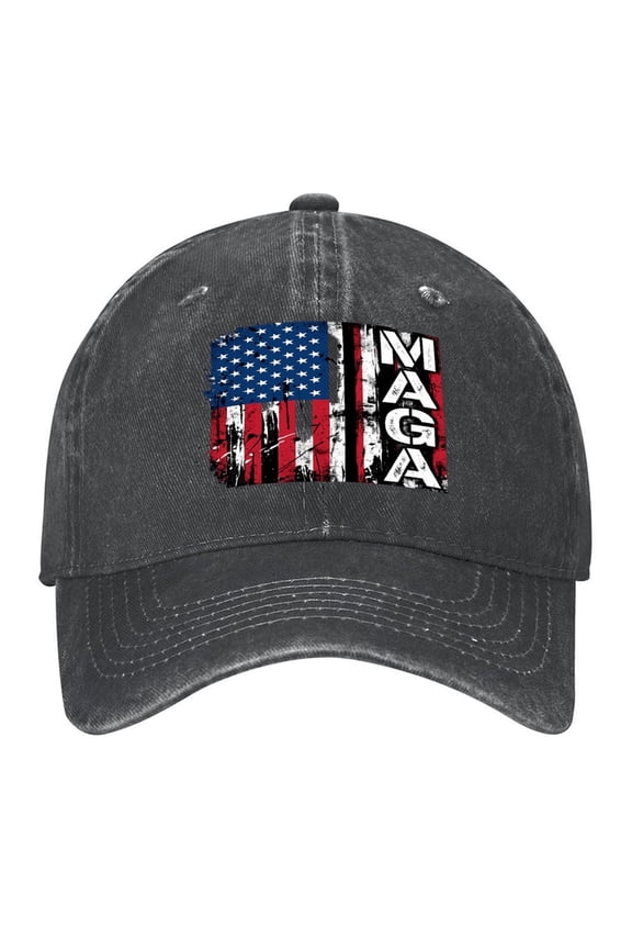 Vintage Washed Baseball Cap for Men and Women, Adjustable Low Profile Dad Hat, Cotton Curved Brim Casual Outdoor Hat,Conservative MAGA Flag