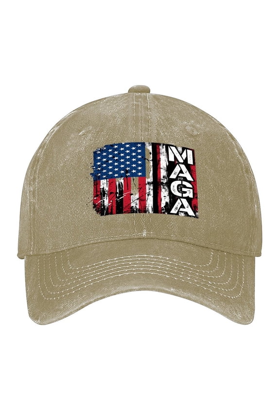 Vintage Washed Baseball Cap for Men and Women, Adjustable Low Profile Dad Hat, Cotton Curved Brim Casual Outdoor Hat,Conservative MAGA Flag