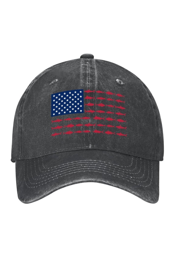 Vintage Washed Baseball Cap for Men and Women, Adjustable Low Profile Dad Hat, Cotton Curved Brim Casual Outdoor Hat,Cute school of fish