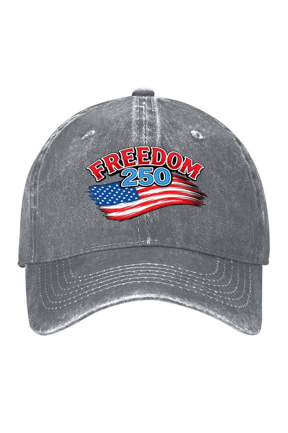 Vintage Washed Baseball Cap for Men and Women, Adjustable Low Profile Dad Hat, Cotton Curved Brim Casual Outdoor Hat,Freedom 250th Flag