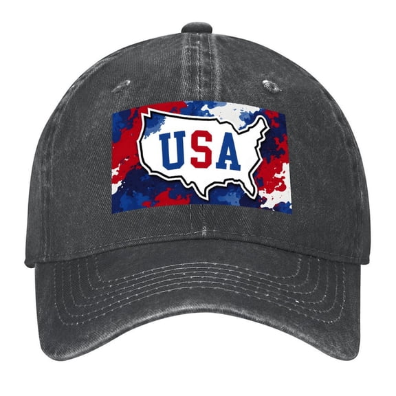 Vintage Washed Baseball Cap for Men and Women, Adjustable Low Profile Dad Hat, Cotton Curved Brim Casual Outdoor Hat,Map of the United States