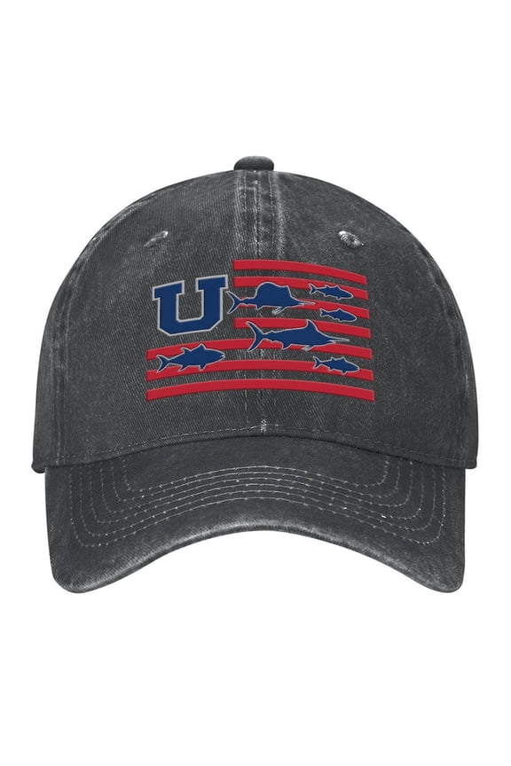 Vintage Washed Baseball Cap for Men and Women, Adjustable Low Profile Dad Hat, Cotton Curved Brim Casual Outdoor Hat,National flag and fish