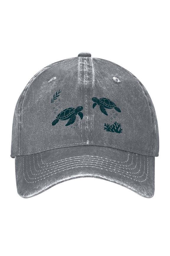 Vintage Washed Baseball Cap for Men and Women, Adjustable Low Profile Dad Hat, Cotton Curved Brim Casual Outdoor Hat,Ocean Sea Turtle