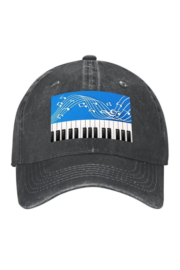 Vintage Washed Baseball Cap for Men and Women, Adjustable Low Profile Dad Hat, Cotton Curved Brim Casual Outdoor Hat,Piano music