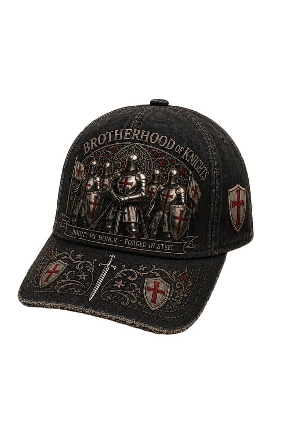 Vintage Washed Black Baseball Cap Brotherhood Of Knights Templar Hat By Medieval Crusader Knight Graphic Trucker Hat Adjustabl