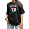 thumbnail image 1 of Vintage Washed Black USA Themed Womens T-Shirt S-2XL Tops, 1 of 5