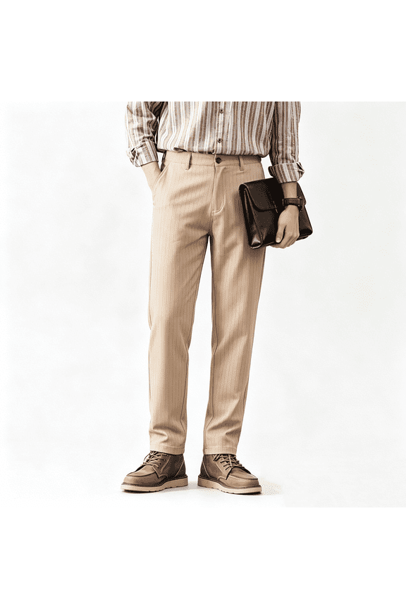 Men's Stretch Dress Pants Shiny Striped Slim Fit Pinstripe Chino Pants