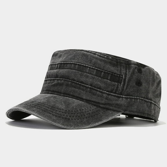 Vintage Washed Cotton Army Cap Flat Top Military Hat Short Brim Sunshade Unisex