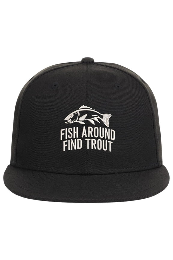 Vintage Washed Cotton Baseball Cap for Men, Fish Around Find Trout Trout Fish Embroidery Adjustable Dad Hat, Outdoor Fishing Casual Daily Wear Hat