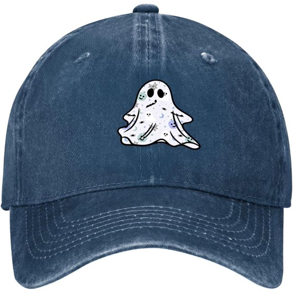 Vintage Washed Cotton Cap Pattern Ghost Halloween Adjustable Gift Hat