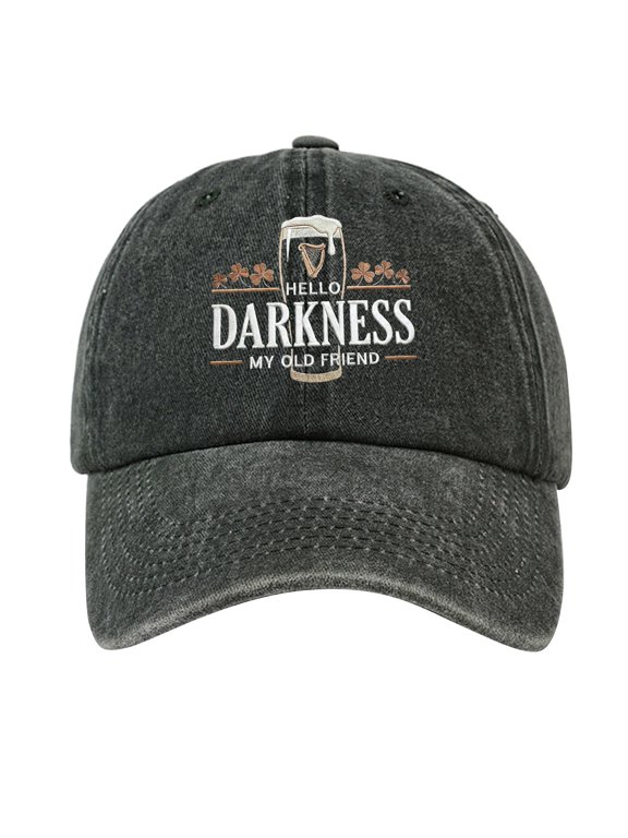 Vintage Washed Dad Hat Funny Beer Drinking Cap Hello Darkness - My Old Friend Graphic Baseball Hat Adjustable Curved Brim Party Hat for Men Women