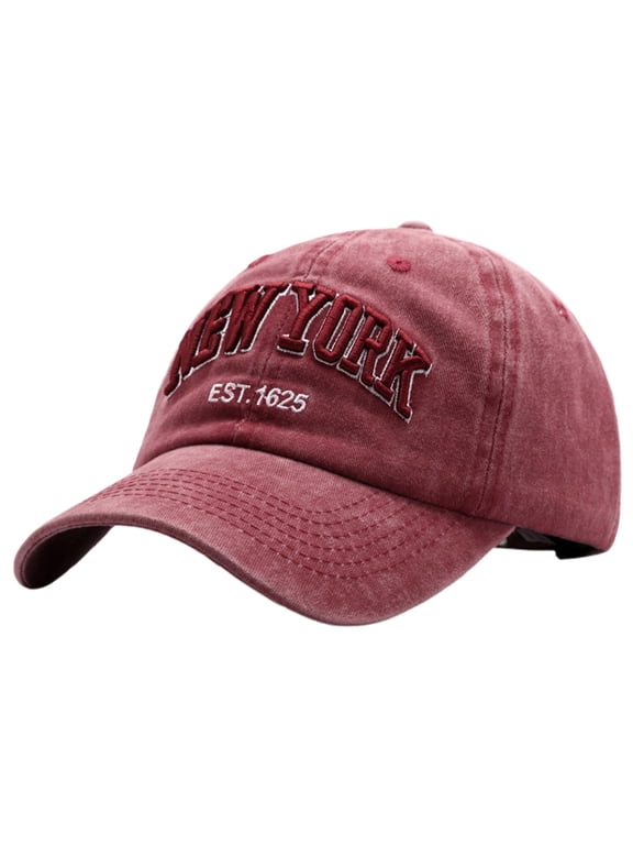 Vintage Washed Denim Baseball Cap With Embroidered Letters Unisex New York Style Dad Hat