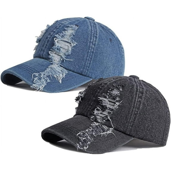 Vintage Washed Denim Distressed Dad Hats Adjustable Baseball Caps for Men Women